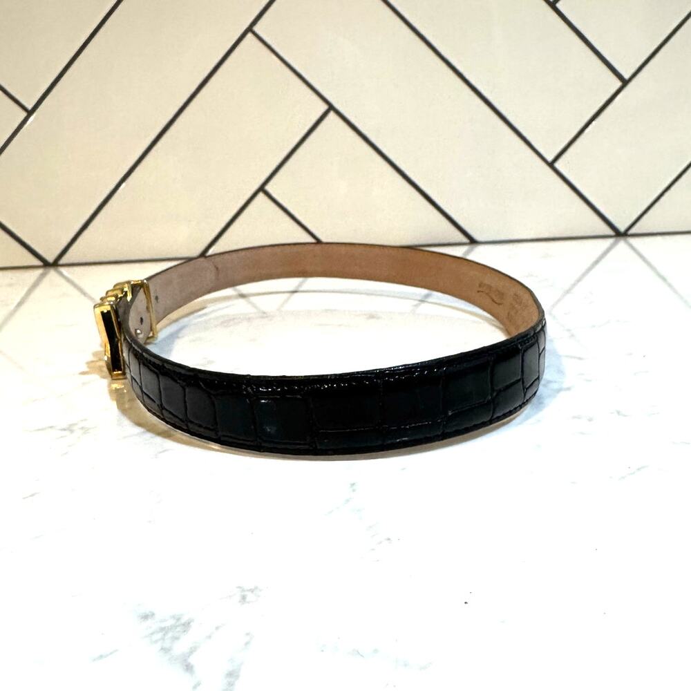 Vintage 90s Aimee Lynn BeIt Italian lined Croco Leather Gold Tone buckle Size M - Picture 8 of 9